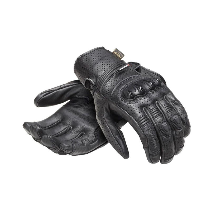 Jansson Perforated Black Leather Gloves Motorcycle Clothing